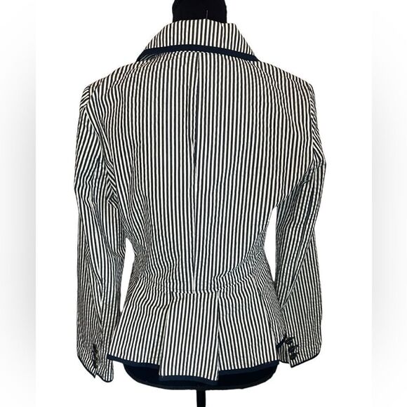 SANDRO NAUTICAL NAVY & WHITE STRIPED CLASSIC BUSINESS CASUAL WOMENS SIZE MEDIUM - Picture 11 of 12